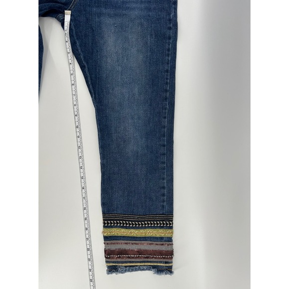 Anthropologie Pilcro & Letterpress Cropped Embroidered Ankle Jeans 29 Boho Hippy - Picture 6 of 10